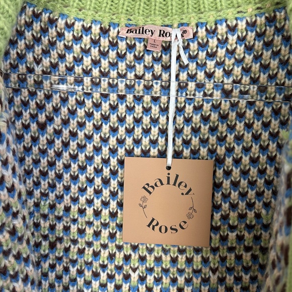 Bailey Rose size L oversized zip up vest retro knitted western cowboy green NEW - Picture 11 of 13